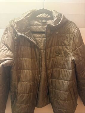 OVO Quilted Olive Green Hooded Puffer Jacket